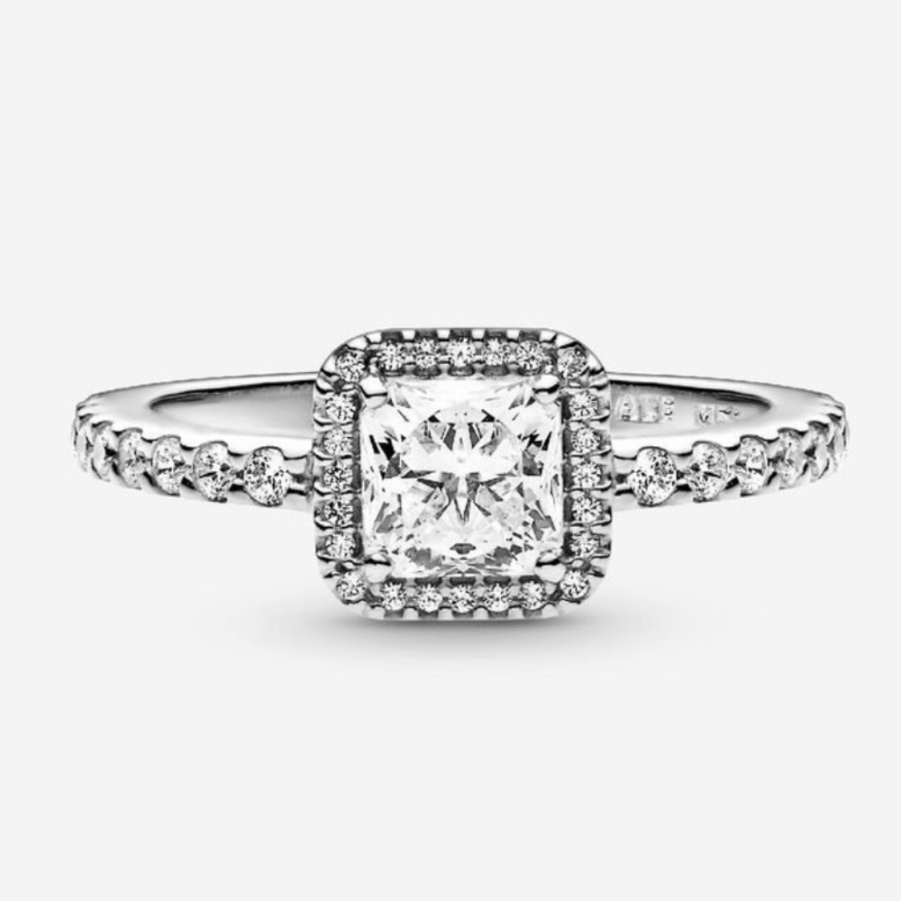 NEW Pandora Square Sparkle Halo Ring - Sterling silver 198863C01